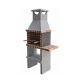 MOVELAR - Barbacoa de Obra Prefabricada para Leña y Carbón Modelo Niza/Zon Plus 1 con Caballete Lateral (Gris, Naranja - 91 x 46 x 46 cm)