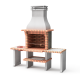 MOVELAR - Barbacoa de Obra Prefabricada para Leña y Carbón Modelo New Azores Plus XL (Gris, Naranja - 210 x 81 x 250 cm)