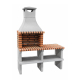 MOVELAR - Barbacoa de Obra Prefabricada para Leña y Carbón Modelo Sines XL (Gris, Naranja - 144 x 58 x 200 cm)