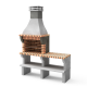 MOVELAR - Barbacoa de Obra Prefabricada para Leña y Carbón Modelo Maipu XL with 1 side stand (Gris, Naranja - 165 x 58 x 245 cm)