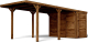 Cochera de Madera León 3,22 x 4,96 x 2,52 m con Almacenamiento Lateral de 3,6 m²