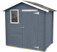 Caseta de Madera de 2,6 m² ALCE Bh16 Livia 198 x 130 cm Cobertizo de Jardín Pintado en Gris con Puerta Simple y Ventana Frontal