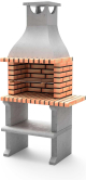 MOVELAR - Barbacoa de Obra Prefabricada para Leña y Carbón Modelo NÁPOLES XL con Bancada Lateral (Naranja - 96 x 58 x 207 cm)