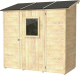 Caseta de Madera de 2,1 m² ALCE Vaniglia Addossata 207 x 102 cm Caseta Adosada con Puerta con Ventana y Suelo Machihembrado