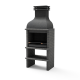 MOVELAR - Barbacoa de Obra Prefabricada para Leña y Carbón Modelo BBQ Benhaddou Plus con Parrilla (Gris oscuro - 100 x 70 x 262 cm) REF: M01030