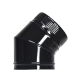 Codo de estufa vitrificado negro de 200 mm 45° - Codo de tubo para estufas grandes