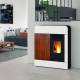 BRONPI - Estufa de Pellets Extraplana Blanco con Acabado Efecto Madera Modelo DORA-MF de 10 kW