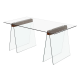 Mesa de Comedor SELENE caballetes de madera y cristal templado 200 x 90 x 76 cm