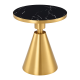 Mesa JASSY NE Baja Dorada con Tapa Cerámica Mármol Negro 50 cm de Diámetro