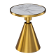 Mesa JASSY BL Baja Dorada con Tapa Cerámica Mármol Blanco 50 cm de Diámetro