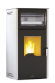 BRONPI - Estufa de Pellets con Horno Color Marfil Modelo NOA-HORNO-MF de 12 kW