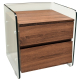 Mesa Baja SEBAS cristal curvado con 2 cajones MDF acabado madera vintage 50 x 43 x 50 cm