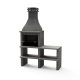 MOVELAR - Barbacoa de Obra Prefabricada para Leña y Carbón Modelo BBQ Khiva Plus con Caballete Lateral Completo (Gris oscuro - 164 x 58 x 246 cm) REF: M01024