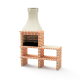 MOVELAR - Barbacoa de Obra Prefabricada para Leña y Carbón Modelo BBQ Khiva Plus con Caballete Lateral Completo (Naranja, Beige - 164 x 58 x 246 cm) REF: M01023