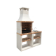 MOVELAR - Barbacoa de Obra Prefabricada para Leña y Carbón Modelo Nola Plus Side stand with sink&tap (Blanco, Naranja - 141 x 47 x 221 cm) REF: M00141