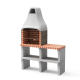 MOVELAR - Barbacoa de Obra Prefabricada para Leña y Carbón Modelo New Iberia Plus XL 1 side stand (Gris, Naranja - 128 x 47 x 190 cm) 