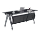 Mesa de Oficina BASILEA Vidrio Templado Negro 180 x 85 cm