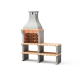 MOVELAR - Barbacoa de Obra Prefabricada para Leña y Carbón Modelo Alcoa Plus XL 1 side stand (Gris, Naranja - 86,5 x 58 x 225 cm)