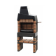 MOVELAR - Barbacoa de Obra Prefabricada para Leña y Carbón Modelo California Plus Full Grill (Gris, Naranja - 86,5 x 58 x 215 cm)