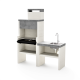 TUOZI - Barbacoa de Obra Prefabricada para Leña y Carbón Modelo Pack 14 Venit Flex Plus Hotte con Fregadero (Hormigón texturizado - 156 x 47 x 185 cm) REF: T00315
