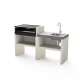 TUOZI - Barbacoa de Obra Prefabricada para Leña y Carbón Modelo Pack 4 Venit Flex con Fregadero (Hormigón texturizado - 156 x 47 x 95 cm) REF: T00066