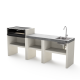 TUOZI - Barbacoa de Obra Prefabricada para Leña y Carbón Modelo Pack 5 Venit Flex con Fregadero y Superficie de Trabajo (Hormigón texturizado - 156 x 47 x 95 cm) REF: T00067