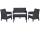 Set ADRIÁTICO 2 sillones + sofá 2 plazas + mesa polipropileno antracita cojines incluidos 66 x 117 x 80 cm