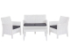 Set ADRIÁTICO 2 sillones + sofá 2 plazas + mesa polipropileno blanco cojines incluidos 66 x 117 x 80 cm
