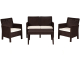 Set ADRIÁTICO 2 sillones + sofá 2 plazas + mesa polipropileno chocolate cojines incluidos 66 x 117 x 80 cm