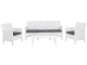 Set ADRIÁTICO 2 sillones + sofá 3 plazas + mesa polipropileno blanco cojines incluidos 66 x 172 x 80 cm
