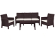 Set ADRIÁTICO 2 sillones + sofá 3 plazas + mesa polipropileno chocolate cojines incluidos 66 x 172 x 80 cm