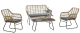 Set KROYA 2 sillones + sofá 2 plazas + mesa metal ratán beige cojines incluidos 69 x 120 x 84 cm