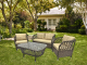 Set MARBELLA 2 sillones + sofá 2 plazas + mesa aluminio ratán chocolate cojines incluidos 56 x 120 x 75 cm