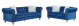 Set de sofás de diseño modelo CHESTER STYLE 3 + 2 plazas tapizado en velvet azul 87 x 208 x 79 cm
