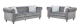 Set de sofás de diseño modelo CHESTER STYLE 3 + 2 plazas tapizado en velvet gris 87 x 208 x 79 cm