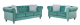 Set de sofás de diseño modelo CHESTER STYLE 3 + 2 plazas tapizado en velvet verde agua 87 x 208 x 79 cm
