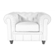 Sillón de diseño modelo CHESTER NEW tapizado en similpiel blanca 86 x 105 x 69 cm