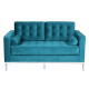 Sofá de diseño modelo ARLES 2 plazas tejido velvet turquesa 80 x 143 x 80 cm