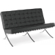 Sofá de diseño modelo BARNA 2 plazas acero inoxidable tapizado en similpiel negra 76 x 152 x 82 cm