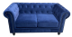 Sofá de diseño modelo CHESTER PREMIUM 2 plazas tapizado en velvet azul navy 77 x 150 x 70 cm