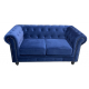 Sofá de diseño modelo CHESTER PREMIUM 2 plazas tapizado en velvet azul navy 77 x 150 x 70 cm