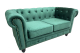 Sofá de diseño modelo CHESTER PREMIUM 2 plazas tapizado en velvet esmeralda 77 x 150 x 70 cm