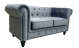Sofá de diseño modelo CHESTER PREMIUM 2 plazas tapizado en velvet gris 77 x 150 x 70 cm
