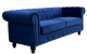 Sofá de diseño modelo CHESTER PREMIUM 3 plazas tapizado en velvet azul navy 77 x 198 x 70 cm
