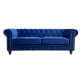 Sofá de diseño modelo CHESTER PREMIUM 3 plazas tapizado en velvet azul navy 77 x 198 x 70 cm