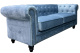 Sofá de diseño modelo CHESTER PREMIUM 3 plazas tapizado en velvet dusky azul 77 x 198 x 70 cm