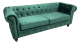 Sofá de diseño modelo CHESTER PREMIUM 3 plazas tapizado en velvet esmeralda 77 x 198 x 70 cm