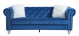Sofá de diseño modelo CHESTER STYLE 3 plazas tapizado en velvet azul 87 x 208 x 79 cm