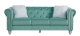 Sofá de diseño modelo CHESTER STYLE 3 plazas tapizado en velvet verde agua 87 x 208 x 79 cm