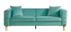Sofá de diseño modelo LARIOS 3 plazas tejido velvet verde agua 84 x 208 x 71 cm
